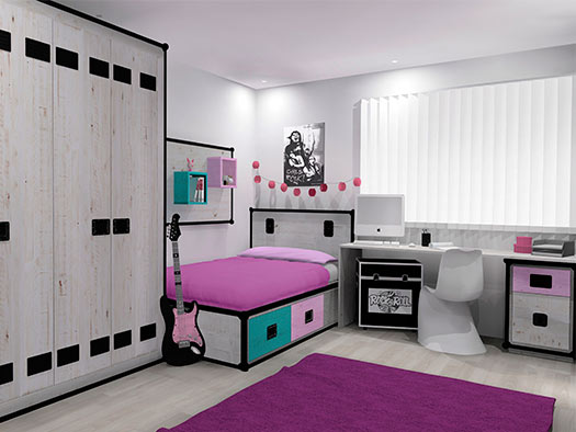 tuesta dormitorio juvenil rock personalizado pino blanco armario independiente