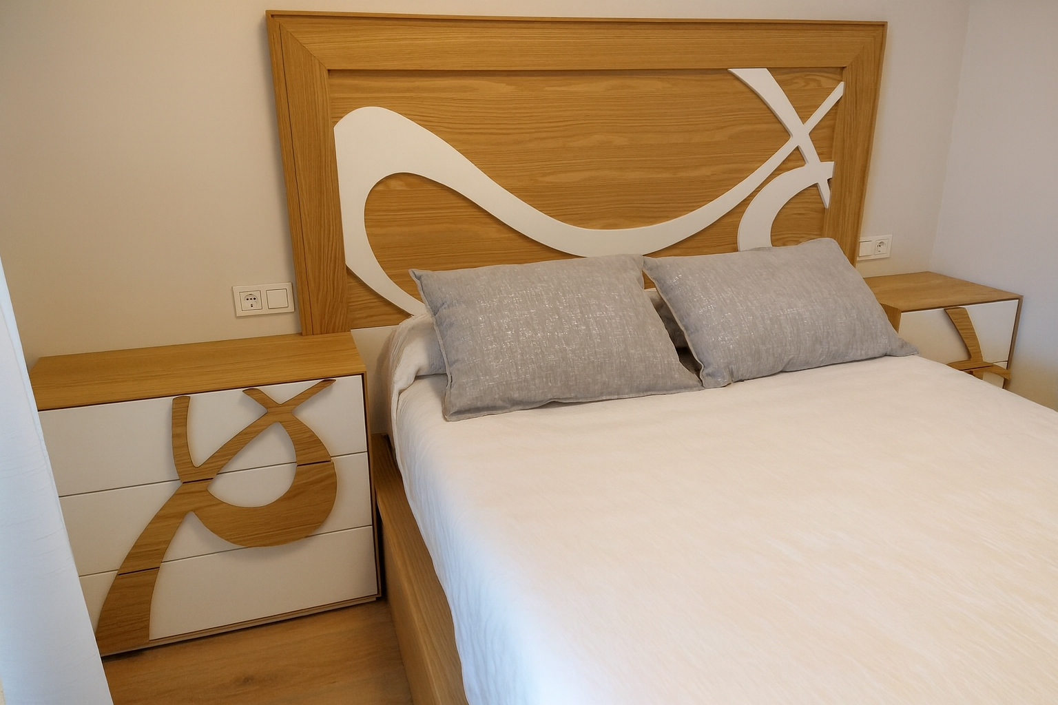 Dormitorio vesania a medida laca roble armario mesillas bancada armario tuesta (2)